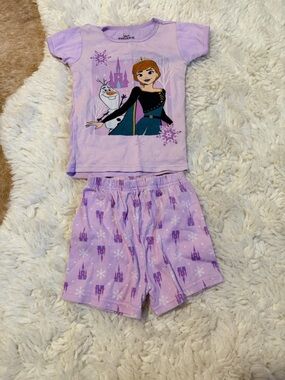 Disney Purple Frozen Anna & Olaf Short Pajama Set